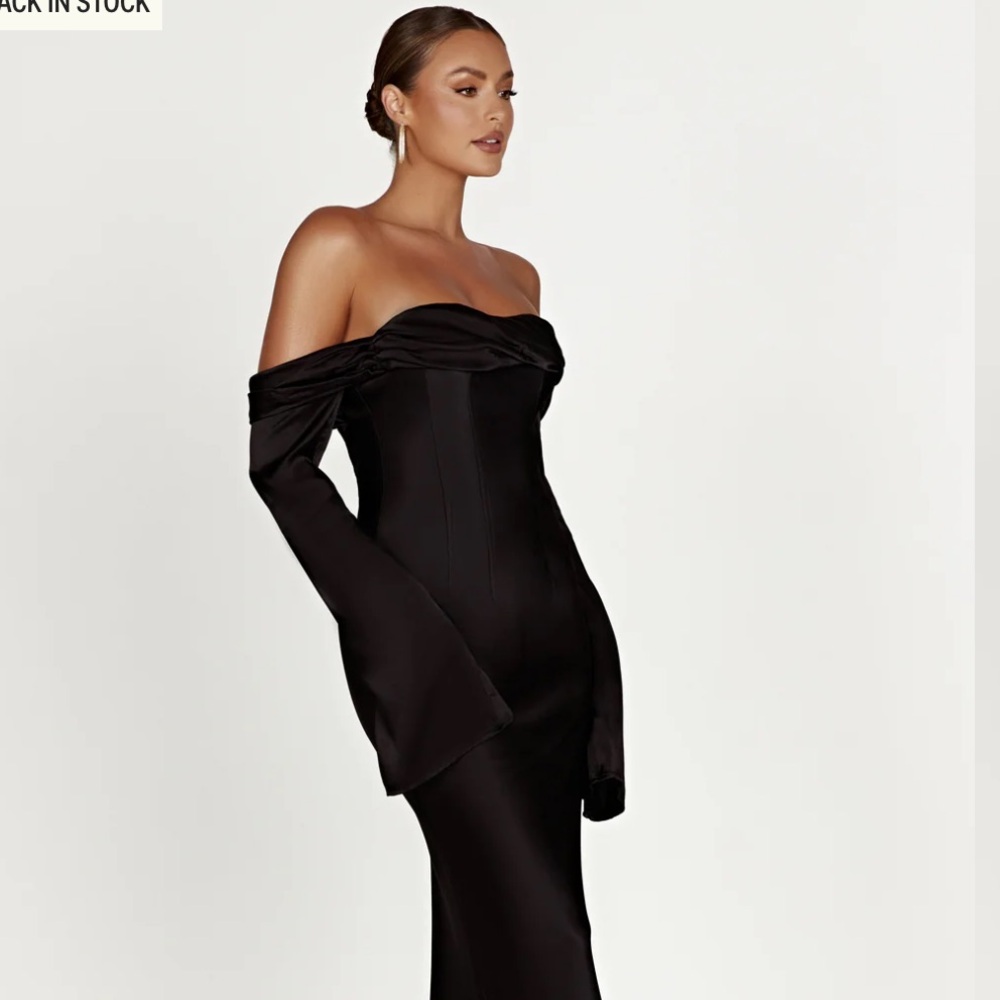 Meshki Giselle Black Off-Shoulder Long Sleeve Dress